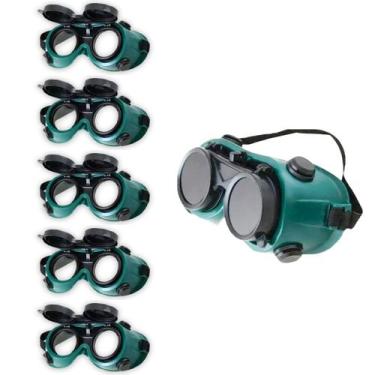 Imagem de Oculos De Solda Kit 5 Uni Protecao EPI Máscara Articulavel Dupla Lente