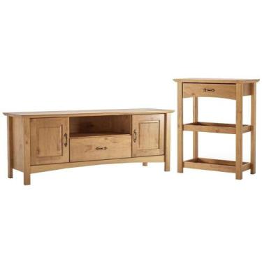Imagem de Kit Rack Para Sala 160cm Com Aparador Rústico 72cm Madeira Maciça Lira