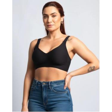 Imagem de Sutiã Sem Costura Alta Sustentação a Laser Canelado - Hetterea, Preto,