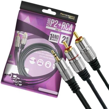 Imagem de Cabo de Áudio P2 Estéreo para 2 RCA Macho 2 Metros Cabos Golden