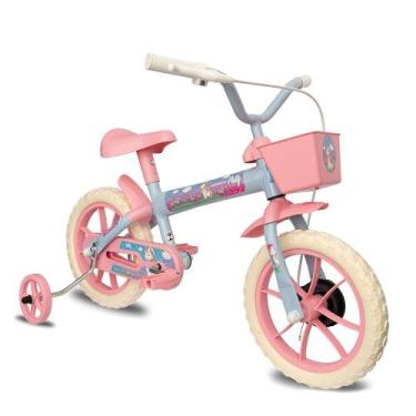 Imagem de Bicicleta Infantil Com Rodinha Menina Aro 12 Paty Azul Bebê Com Rosa V