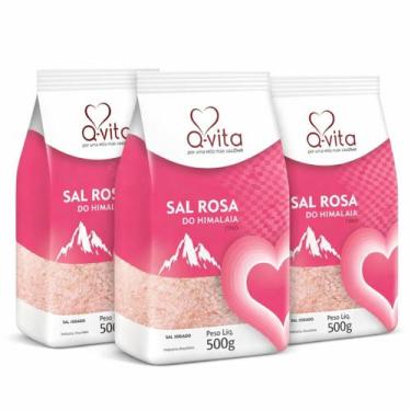Imagem de Kit 3 Sal Rosa Do Himalaia Fino Q-Vita 500G