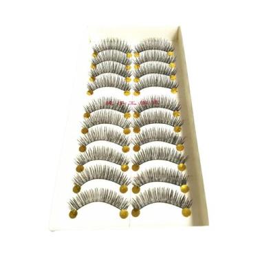Imagem de Cílios Postiços Pretos Longos Naturais 10 Pares Feitos À Mão Volume In