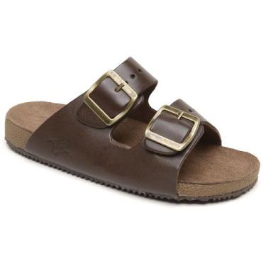 Imagem de Sandália Papete Couro Unissex Tiras Fivela tamanho:41cor:areia - Franc