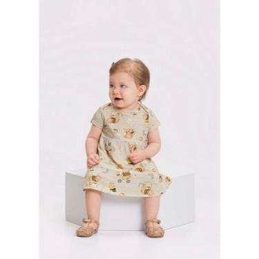 Imagem de Vestido Estampado Infantil Mangas Curtas Algodão Penteado-Feminino