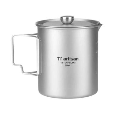 Imagem de Cafeteira Francesa De Titânio Com Tampa E Alça Dobrável Para Camping A