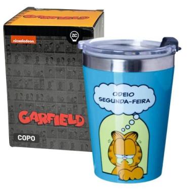 Imagem de Copo Viagem Snap em Inox 300ml Garfield Zona Criativa - Azul