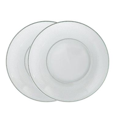 Imagem de Jogo 2 Prato Raso De Vidro Gema Plus Transparente 25cm Class Home