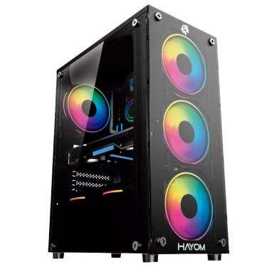 Imagem de Gabinete Gamer Hayom Gb1749, Atx, Usb 3.0, 4x Fans Rgb, Lateral E Frontal Em Vidro - Preto