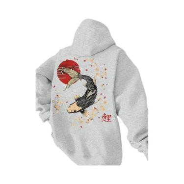 Imagem de Moletom Masculino Com Estampa Koi Harajuku, Manga Longa, Casual Para O