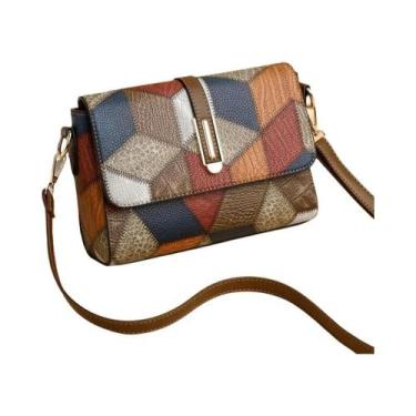 Imagem de Bolsa Transversal Vintage Feminina Em Couro PU Com Bolso - Yogodlns, A
