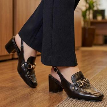 Imagem de Sapato Feminino Mule Loafer Salto Bloco Grosso Confortável - LAZZLU, P