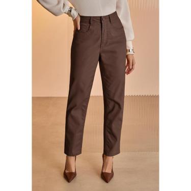 Imagem de Calça Mom Lunender Em Sarja Marrom-Feminino