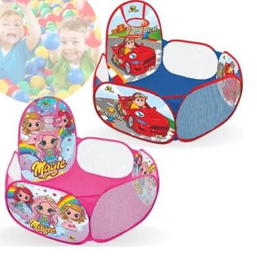 Imagem de Piscina Infantil com Cesta de Basquete Retrátil 90cm cor:rosa - Art Br