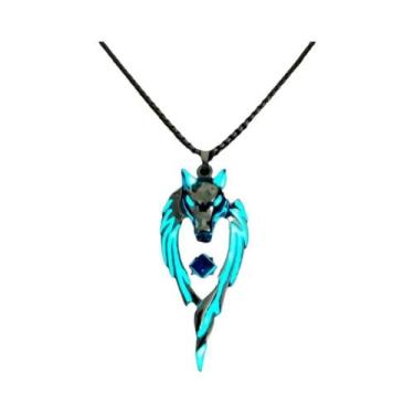 Imagem de Colar Com Pingente De Cabeça De Lobo Que Brilha No Escuro Para Homens 