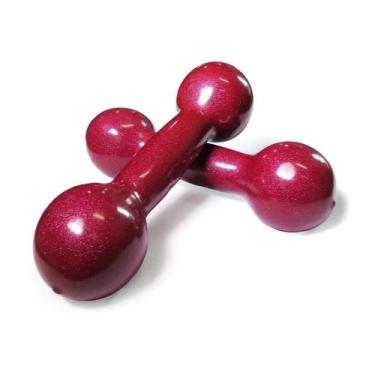 Imagem de Halter 4kg Emborrachado PVC o Par Vinho - Rythmoon