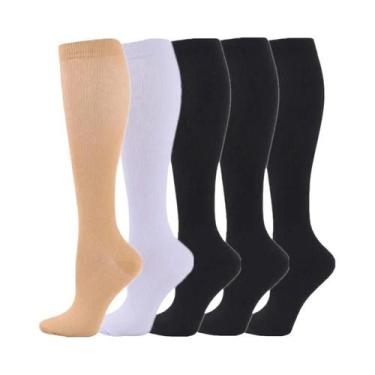 Imagem de Meias De Compressão Unissex Até O Joelho 5 Pares 20-30mmHg Para Corrid