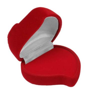 Imagem de Estojo de Veludo para Joias Coração com Rosa (anel) - Rei Dos Estojos,