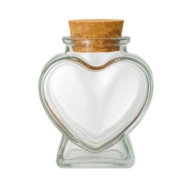 Imagem de Kit 100 Potes Vidro Formato Coração Tampa Rolha Lembrancinha - Decor I