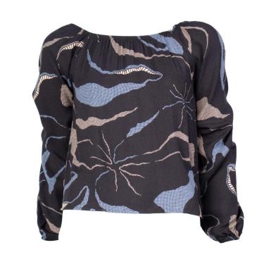 Imagem de Bata Feminina Habana Estampada Preta-Feminino