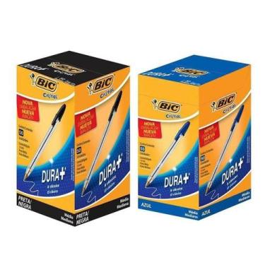 Imagem de Kit Caixa De Caneta Esferográfica Cristal 1.0mm 100 Unidades Azul E Pr