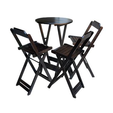 Imagem de Kit Conjunto Mesa Bistrô Com 3 Banquetas Madeira Maciça Assento Madeira Terracota Preguiçosa