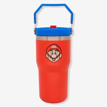Imagem de Copo Tumbler Hanger Super Mario para Bebidas em Aço Inoxidável com Parede Dupla e Canudo Vermelho Zonacriativa