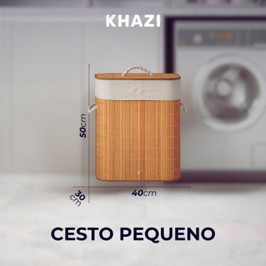 Imagem de Cesto de Roupa Suja Bambu Natural Fumigado Dobrável Organizador para Lavanderia e Banhe...