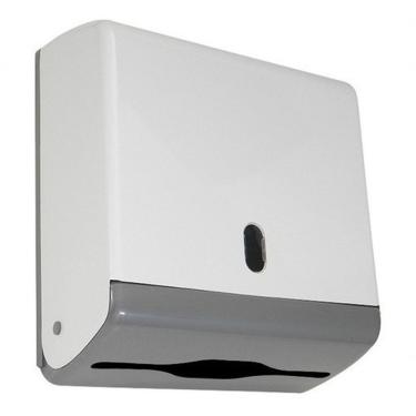 Imagem de Dispenser para Papel Toalha Interfolha Toalheiro Junior 2 Ou 3 Dobras para Até 600 Folhas Branco Higipack