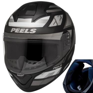 Imagem de Capacete Moto Peels Spike II MX2 Fechado Preto Cinza Viseira-Unissex