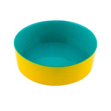 Imagem de Centro de mesa Milky vidro azul amarelo 645ml 16x4,5cm -L Hermitage - 