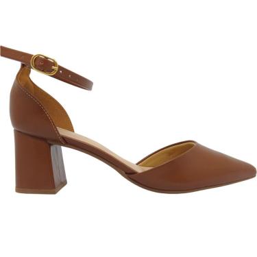 Imagem de Sapato Feminino Scarpin Casual Dia a Dia Passeio Trabalho Bico Fino Salto Bloco Médio Traseiro Fechado Conforto Mariotta 30128-05