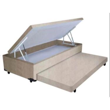Imagem de Cama  Box Baú  Auxiliar Solteiro  Suede Espuma 8cm 45x88x188 Bege