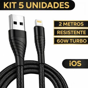 Imagem de Kit 5 Cabos Carregador 2 Metros Lightning Original Inova