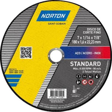 Imagem de Disco de Corte, 180 mm x 1,6 mm x 22,23 mm, Standard, Norton OstenVond