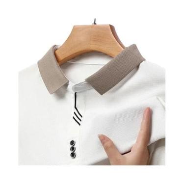 Imagem de Camisa Polo Masculina Casual De Negócios De Manga Longa, Cor Sólida, R