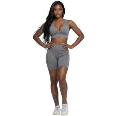 Imagem de Conjunto Top Com Bojo e Bermudinha Bella Fiore Roupa Para Academia Treino Moda Fitness...