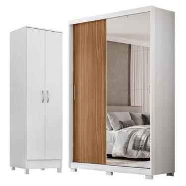 Imagem de Guarda Roupa Casal Riva Branco Amêndola Touch Flex com Espelho e Pés e