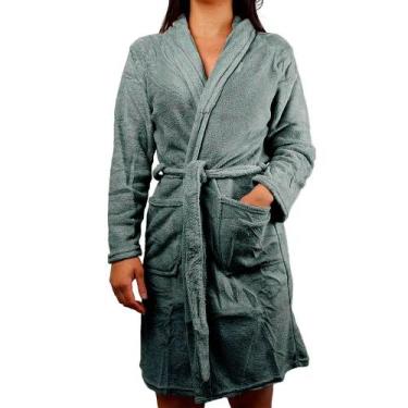 Imagem de Kimono Felpudo Unisex Roupão Microfibra Macio Pós Banho - Camesa, Cinz