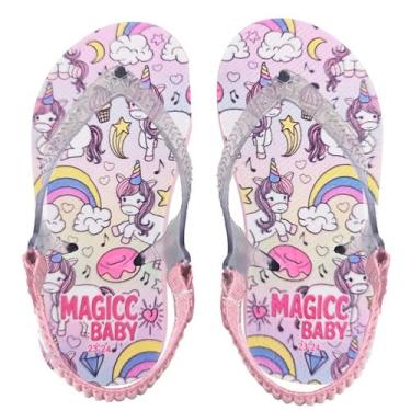 Imagem de Chinelo Menina Bebê Sandália Unicórnio Arco-Íris Magicc Baby, 23/24
