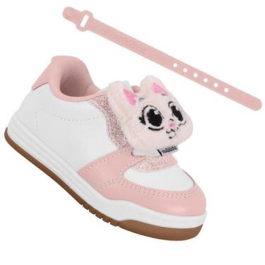 Imagem de Tenis Infantil Molekinha 2745.103 Meninas, Branco, Rosa, 22