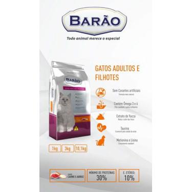Imagem de Ração Barão Gatos Adultos e Filhotes, 10.1, Carne e arroz