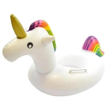 Imagem de Boia Infantil Bebe Bote Unicornio Inflavel 60cm Com Apoio Para Pernas 