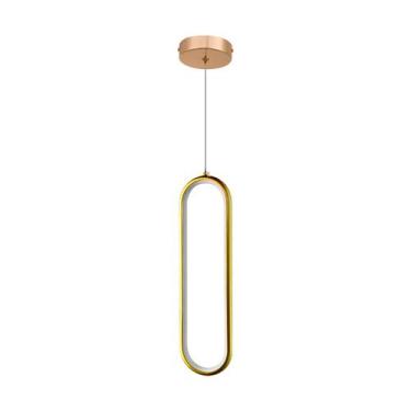 Imagem de Luminária De Teto Pendente Oval Slim Dourado LED Branco Quente 3000K 1
