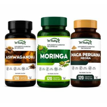 Imagem de Kit Ashwagandha com moringa e ma ca negra 120 Cápsulas cada 500mg Wnut