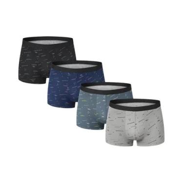 Imagem de Calções De Banho Masculinos plus Size Estampados, Conjunto De 4 Peças,