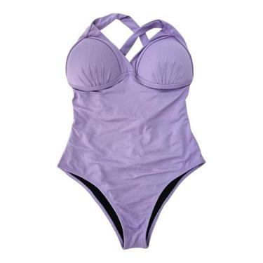 Imagem de Maiô feminino com bojo e fechamento nas costas - Corpo Dourado Moda Pr