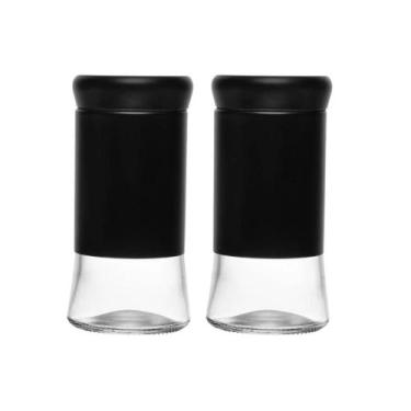 Imagem de Kit 2 Porta Temperos Vidro Versatile 135ml Preto- Wolff