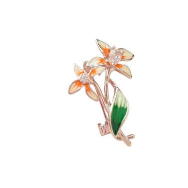 Imagem de Broche Flor com Folhas Verdes e Zircônia - - Pistache Acessórios, Lara