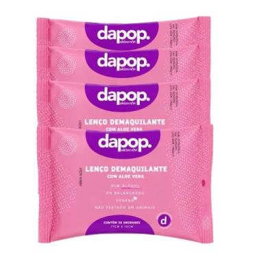 Imagem de Kit 04 Lenço Demaquilante Dapop Aloe Vera 25 Unidades